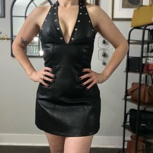 Princess Polly faux leather Black Backless Dress